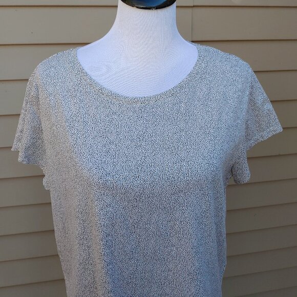 H&M Basic Tee Ivory Mini Polka-Dots 100% Cotton Short Sleeves T-Shirt - Picture 4 of 11